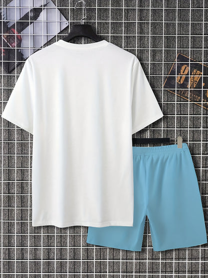 Men's suit short sleeve T-shirt and shorts