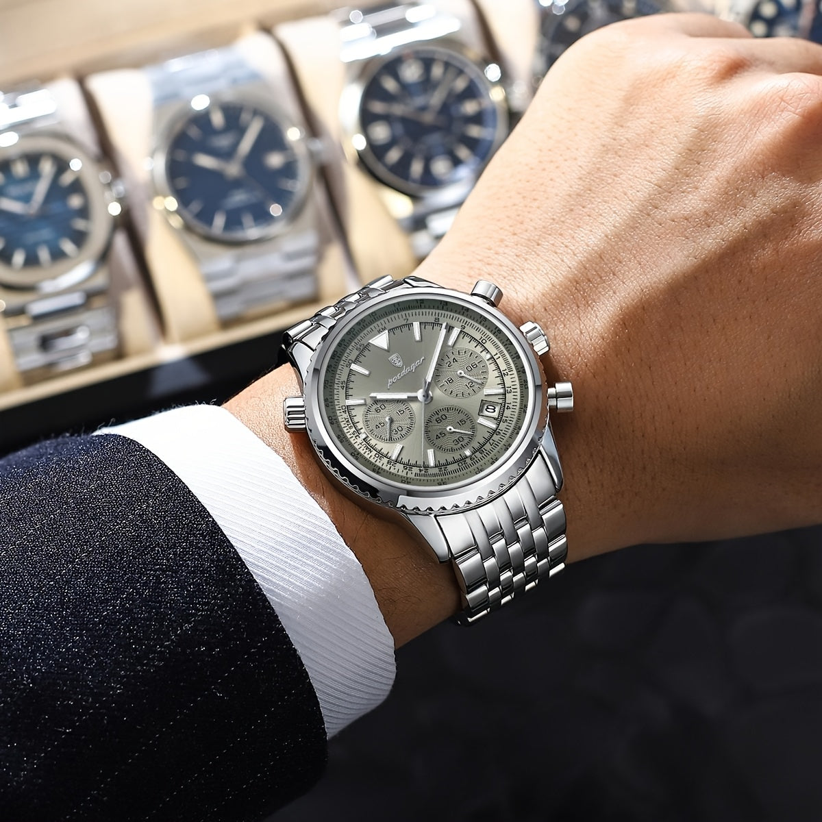 POEDAGAR New waterproof luminous calendar stainless steel ultra-thin Men's watch fashion students Korean business luxury youth chronograph quartz wristwatch., Perfect for Thanksgiving
