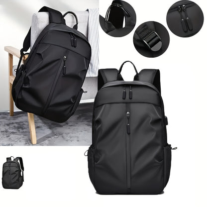 Stylish Black Backpack for Men - Versatile Laptop & Travel Bag with Large Capacity, Durable & Lightweight Design for Commuting, Outdoor Adventures, and Business Trips, Travel Backpack