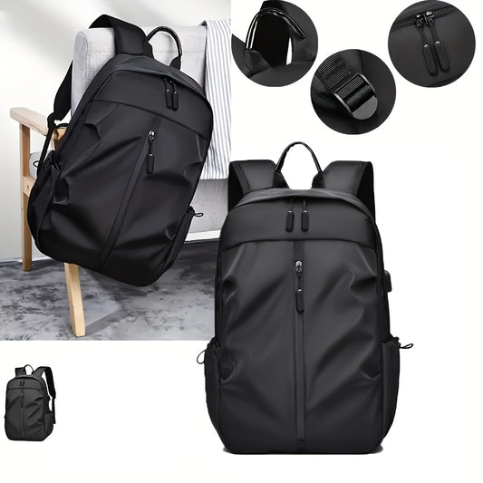 Stylish Black Backpack for Men - Versatile Laptop & Travel Bag with Large Capacity, Durable & Lightweight Design for Commuting, Outdoor Adventures, and Business Trips, Travel Backpack