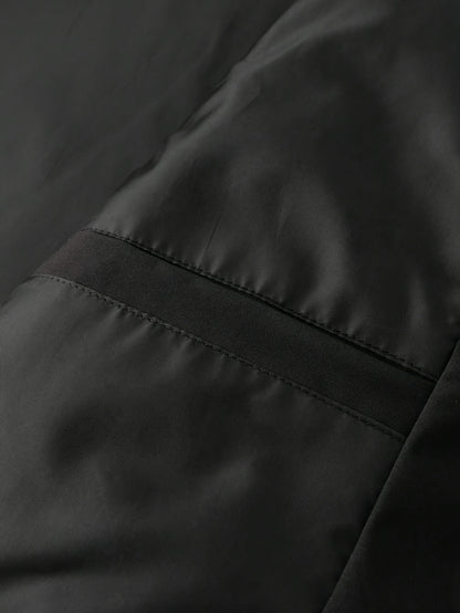Men'S Casual Sportswear Set - Black Jacket with Zipper Pockets & White Accents, Matching Pants, Perfect for Spring & Fall, Sportswear Outfit|Zippered Jacket|Functional Pockets