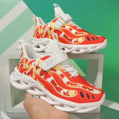 Casual Mesh Sneakers for Boys And Girls with a Three-Dimensional Pattern, Featuring a Low-Top Design with And an EVA Sole, Perfect for Stylish Sports Activities.