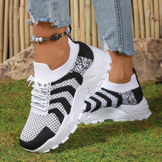 Women's Stylish Mesh Sports Shoes, Casual Colorblock Low-top Platform Sneakers, Breathable Lightweight Comfortable Outdoor Shoes plus size