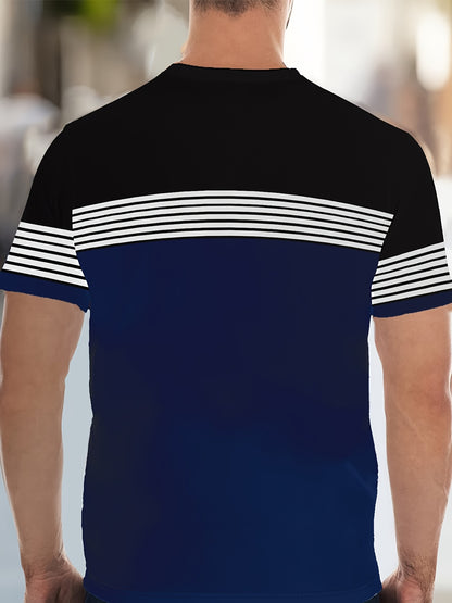 Men'S Athletic T-Shirt & Shorts Set - California Graphic, Blue & White, Drawstring Waist, Summer Sportswear, Regular Fit, Adult Exercise Gear, Athletic Apparel | California Design | Knit Constructio