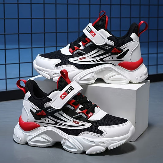 Boys' Breathable Mesh Sneakers - Casual Fashion Sneakers with Hook-and-loop Fastener Closure, Perfect for Spring/Fall, Youngsters