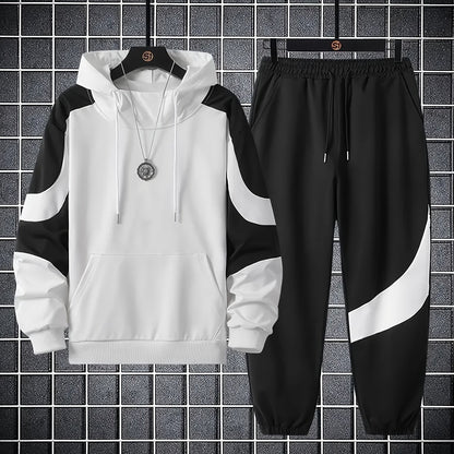 Men's Hooded Sweatshirt Set - 2024 New Autumn Casual Sporty Long Sleeve Outfit for Men