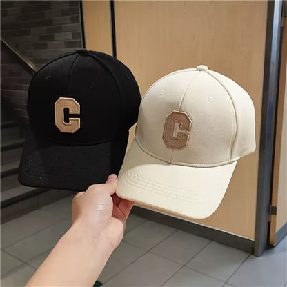3pcs Unisex Baseball Caps with Embroidered 'C' Logo - Adjustable Snapback,, Breathable Mesh Back for Outdoor Sports, Travel & Valentine's Day (Black/Beige/White), Baseball Hat, Casual Headwear, Stylish Headgear, Sleek Cap Des