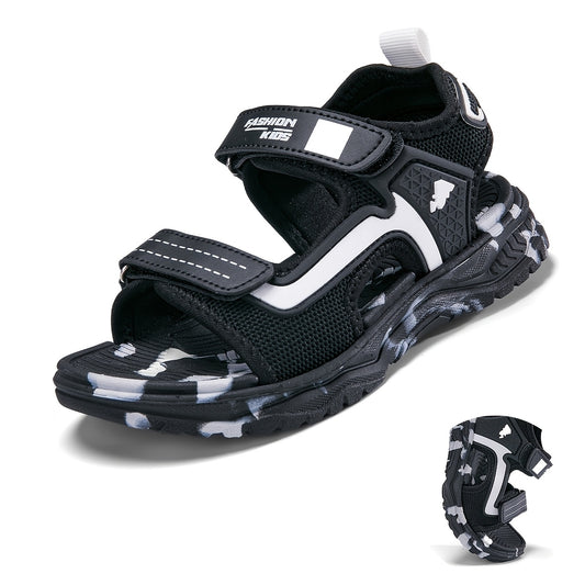 Pair of Boys' Summer Barefoot Sandals with Random Print, Fashionable Buckle Strap Outdoor Beach Sports Sandals Quick-Drying Lightweight EVA Shock Absorption Soles Breathable and Wear-Resistant Casual Sandals