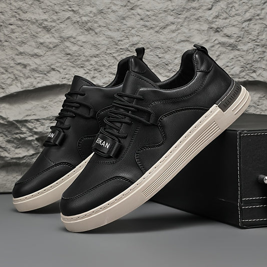 Men'S Casual Low-Top Sneakers - Lightweight, Comfortable & Versatile Skate Shoes in Black with White Accents, Lace-Up Design for Outdoor Hiking & Casual Wear, Outdoor Hiking Shoes | Stylish Lowtops | Comfortable Footwear