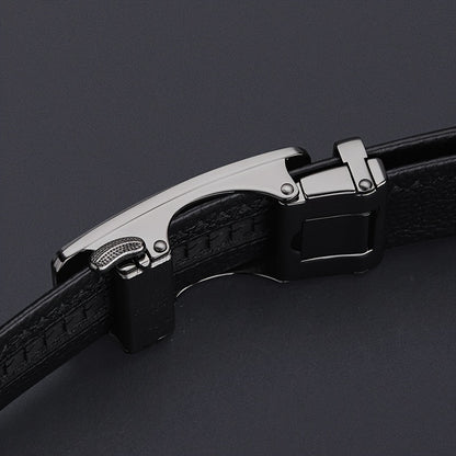 Belt Men's Genuine Leather New Automatic Buckle Pure Cow Leather Belt Business Versatile Young People High-end Trendy Trouser Belt
