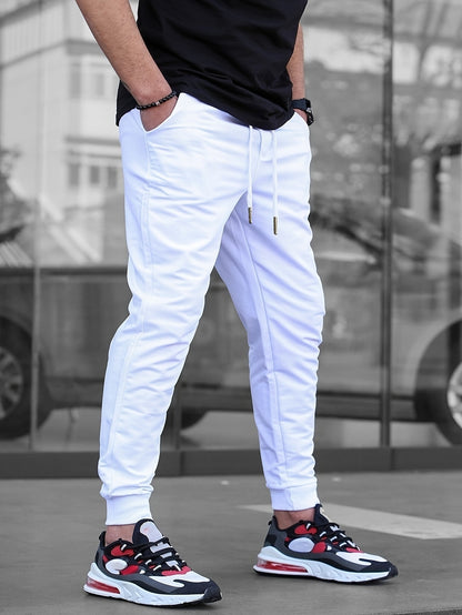 Men's Solid Color Jogger Sports Pants With Drawstrings, Casual Lightweight And Breathable Running Fitness Slim Pants Outdoor Trousers