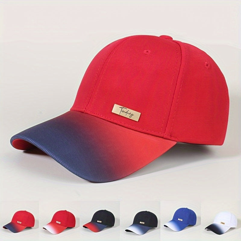 2025 Spring Autumn Summer Winter New Gradient Color Men'S and Women'S Hard Top Baseball Cap High Quality Simple Fashion Advanced Travel Running Cycling Versatile Duckbill Hat Beautiful Hats Two Colors