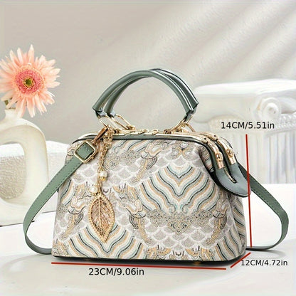 SYM Women's Large Capacity Convertible Crossbody Handbag - Elegant Purse with Zipper Closure, Golden-Tone Hardware, Chain Link Strap for Work, Formal Events, Everyday Use - Available in Khaki, Green, Blue, Yellow, Black - Cro