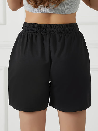 Summer Women'S Casual Shorts with Two Pockets, Drawstring Waist, Suitable for Running, Yoga, And Workouts, Loose And Comfortable, Five-Point Length.