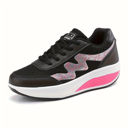 Women's Light Blue Breathable Mesh Sneakers - Air-Cushioned, Thick-Soled Sneakers with Sport Control & Lace-Up Design for All Seasons