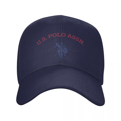 U.S. Polo Assn. Since 1890 - Adjustable Baseball Cap with Sun Protection, Classic Sporty Style, 1pc White Polyester Hat with Red & Blue Print, Perfect for Casual Outdoor Activities, Ideal Gift for Men and Wome