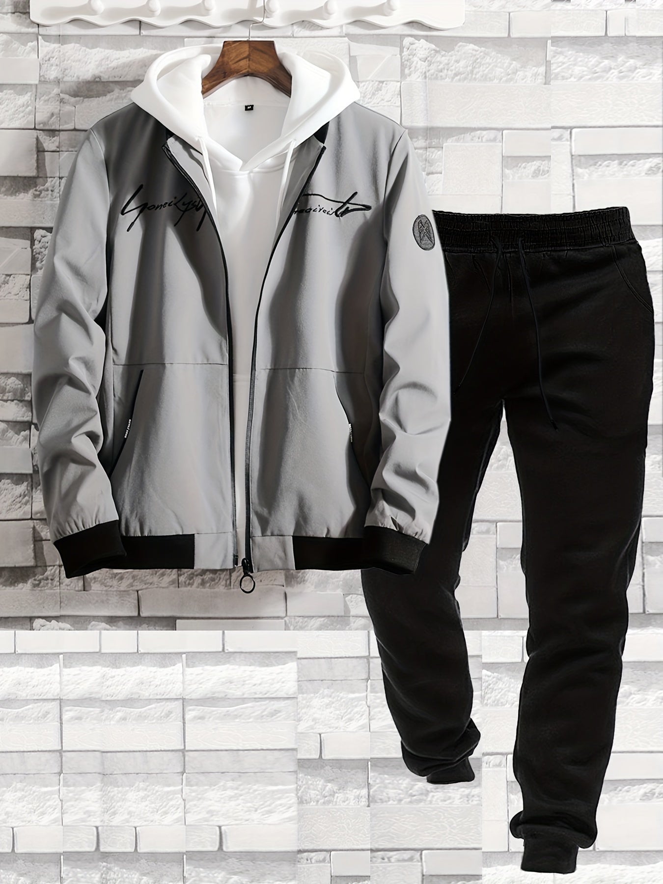 New Men's Two-piece Suit Classic Flyer Jacket and Jogging Pants Set