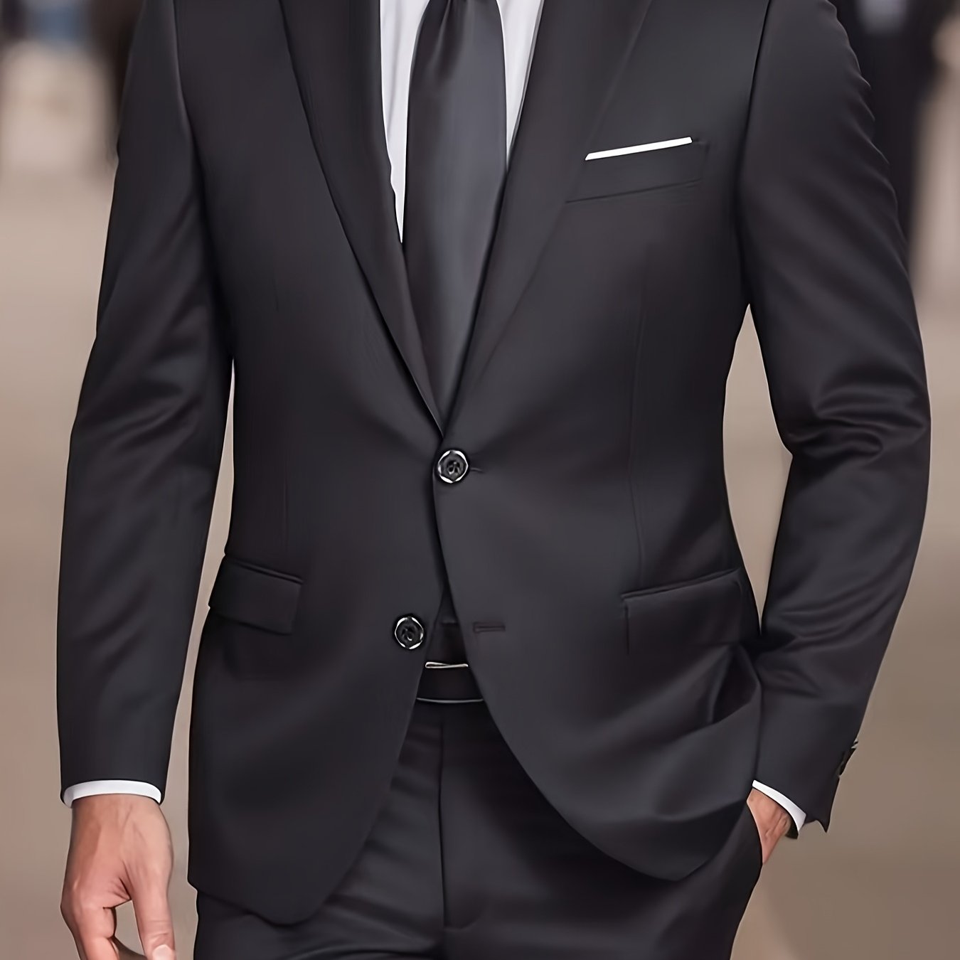 Men'S Casual Work Suit Polyester Solid Color Lapel Button Regular Fit Woven Pants and Jacket for Spring/Summer