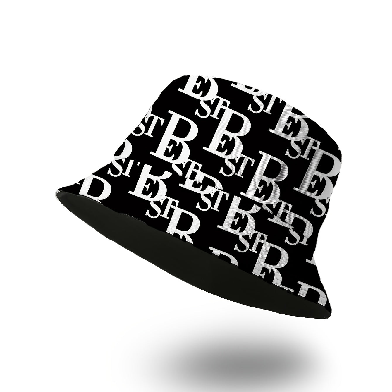 1pc Unisex Bucket Hat with Letter B Print, 100% Polyester, Lightweight, Non-Stretch, Holiday Theme, New Year'S Essential, Outdoor Versatile, Easy to Carry, Woven Craftsmanship, Random Print Pattern