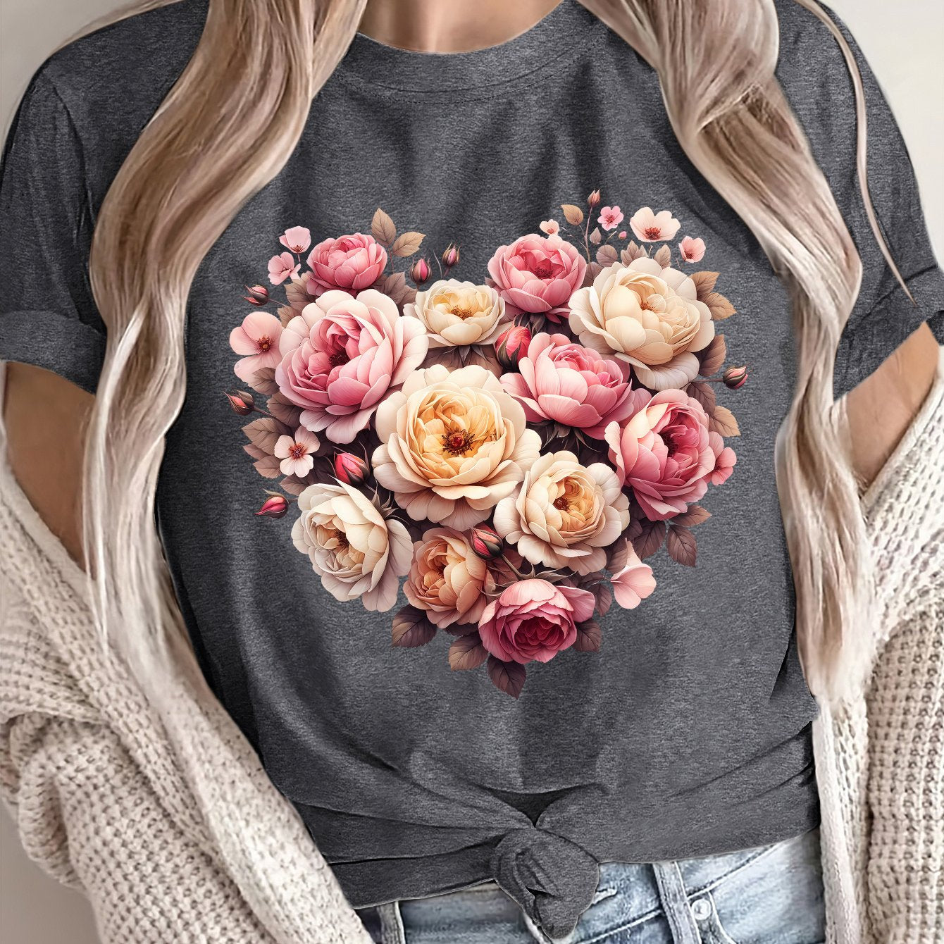 Summer Women'S Front Printed Short-Sleeved T-Shirt, Comfortable And Breathable Fabric, Casual And Sporty Style, Suitable for Spring And Summer