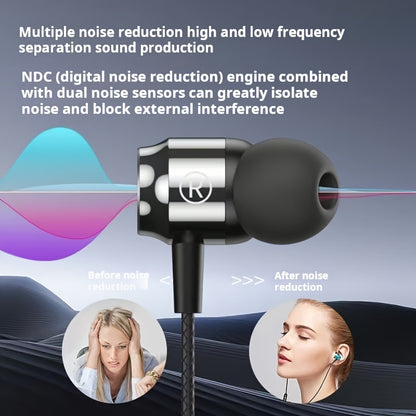 1pc Aluminum Wired Headphones with Mic, HiFi Bass, Noise Cancelling Voice Call, Push Button Volume Control, Non-Waterproof, 3.5mm & Type-C Jack, for Mobile Phones, Computers, Gaming, Karaoke - Ideal Gift for Men and Women, He