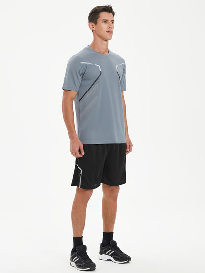Men'S Lightweight Running Set - Breathable, Quick-Dry Athletic Wear with Zipper Pockets, Ideal for Outdoor Fitness & Training, Casual Sportswear|Casual Sportswear, Athletic Wear