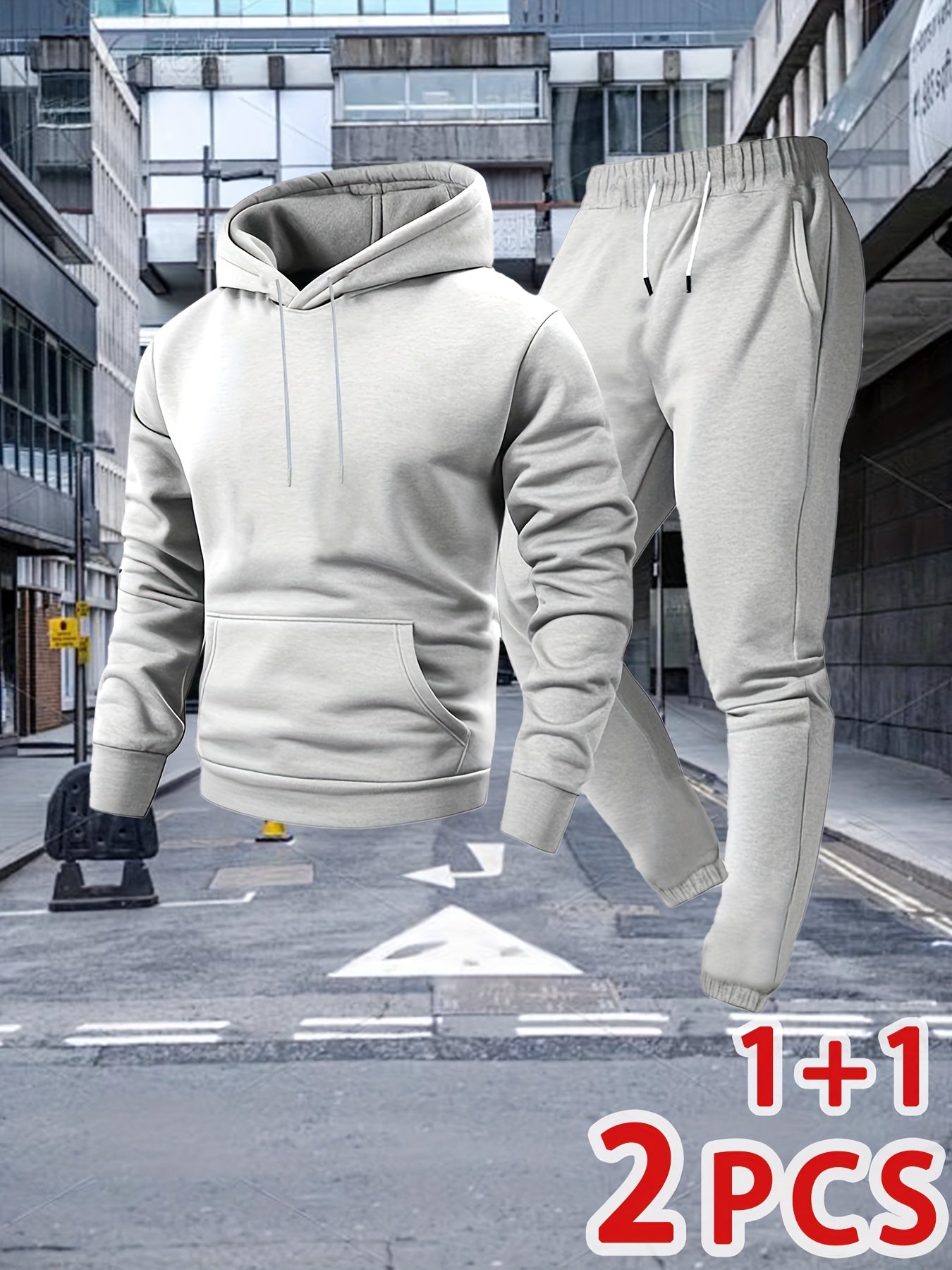 Men'S Autumn And Winter Two-Piece Suit, 1 Hooded Sweatshirt And 1 Pair of Casual Sweatpants, Loose Version, Comfortable to Wear, Very Suitable for Autumn And Winter Sports And Leisure Running Wear