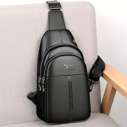 Men's Chest Bag Crossbody Shoulder Bag Small Fanny Pack Fashion Casual PU Leather Men's Satchel