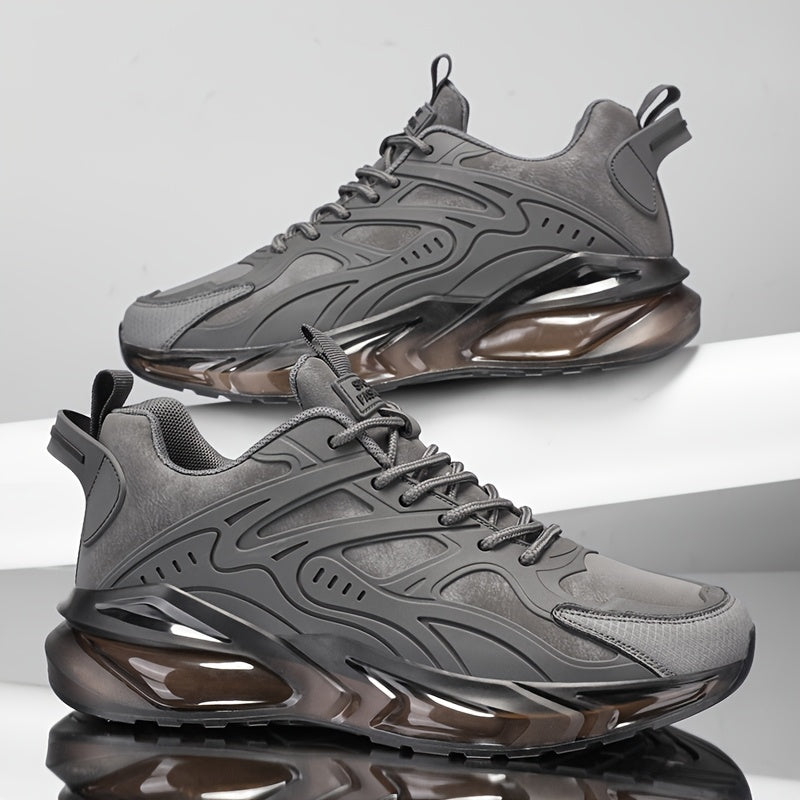 Men's Breathable Slip-Resistant Casual Sneakers - High-Elastic Shock Absorption, Lightweight Low-Top Design with PU Upper & PVC Sole for Hiking, Running, Daily Wear - All-Season Comfort, Breathable Shoes, Running Footwear, Sl