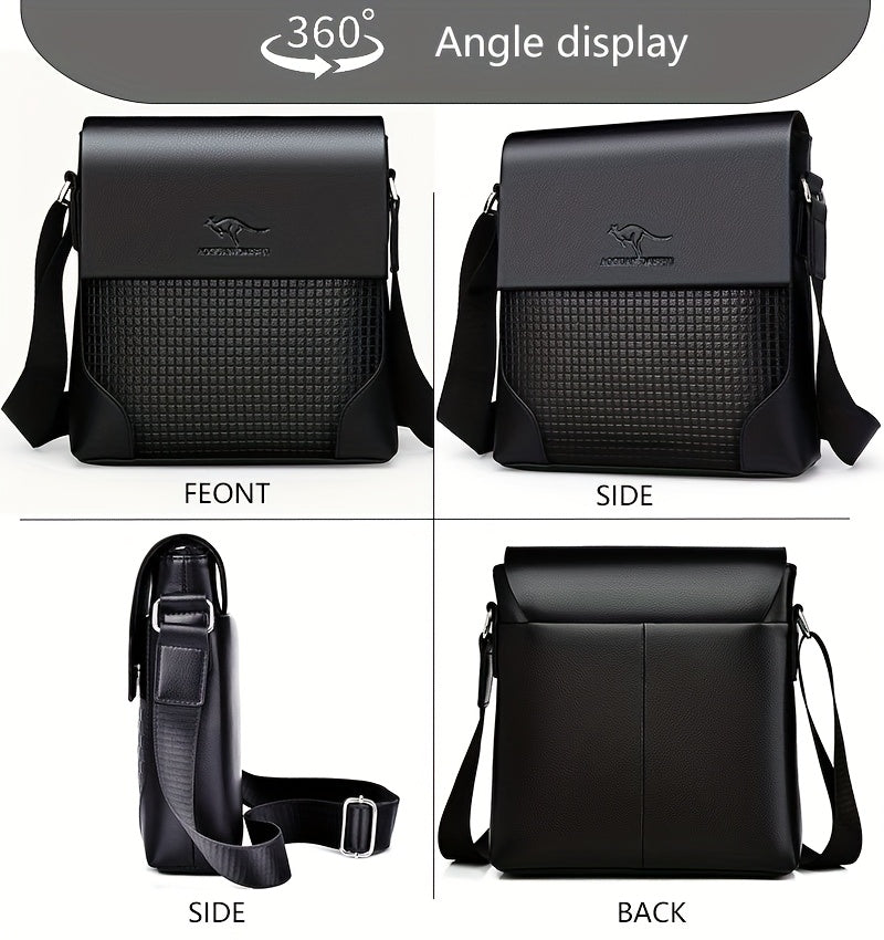 Men'S Stylish Casual Shoulder Crossbody Bag, Small Faux Leather Satchel.