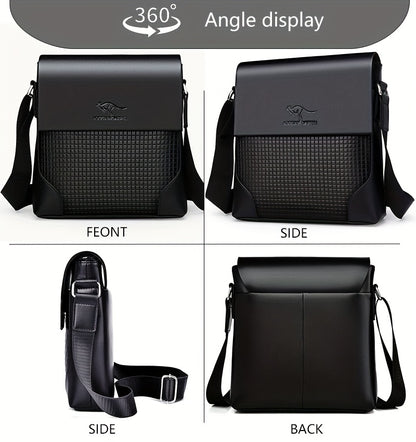 Men'S Stylish Casual Shoulder Crossbody Bag, Small Faux Leather Satchel.