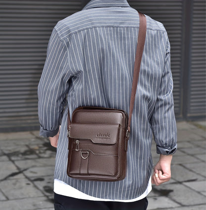 WEIXIER Men'S Set Shoulder Bag, Unisex Waist Postman Bag, Crossbody Chest Bag, Handbag, PU Fabric Multi-pocket, with Card Holder Wallet, Adjustable Detachable Shoulder Strap, Casual Commuting Bag Retro Business Texture Men'S