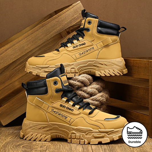 Men's High-Top Work Boots - Durable, Non-Slip, Lace-Up Casual Sneakers for All Seasons