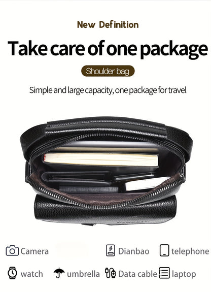 New Men's Crossbody Bag Messenger Bag with Mahogany Pattern Large Capacity Design PU Material Men's Casual Retro Adjustable Shoulder Bag for Going Out Valentine's Day Gift for Husband or Boyfriend