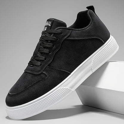 1 Pair MAINALUN Men'S Skateboarding Sneakers - Low-Top Lace-Up Casual Shoes with Thick PVC Sole, Breathable Fabric Lining & Durable Synthetic Upper for Daily Wear, Outdoor, Travel, Parties - Green/Black/Khaki, Skateboarding S