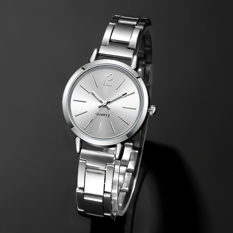1pc or 4pcs/set Women's Fashion Quartz Watch with Silver Bracelet Set, The Perfect Gift for Her on Valentine's Day, Easter, Birthday and Christmas Does not include box
