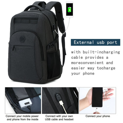 Travel Laptop Backpack, Business Slim Durable Laptop Backpack With USB Charging Port And Trolley Cover, Male And Female College High School Laptop Bag For 15.6 Inch Laptop