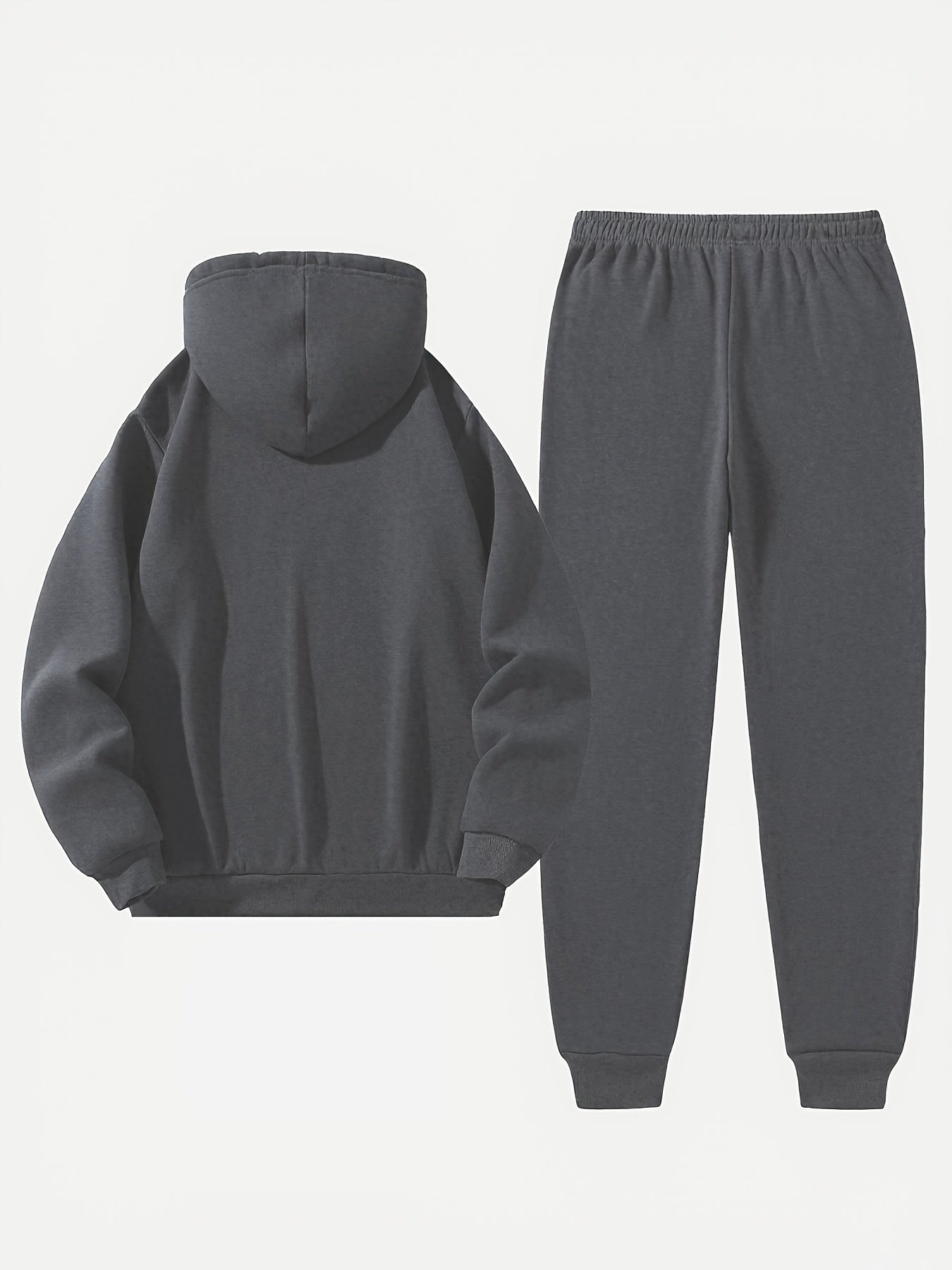 Men'S Sporty Two-Piece Hoodie and Pants Set - Gray with Black Logo, Non-Stretch Fabric, Regular Fit, Pockets, Ideal for Fall/Winter, Casual Wear|Hooded Sweatshirt|Pocketed Pants, Sweater Hoodie