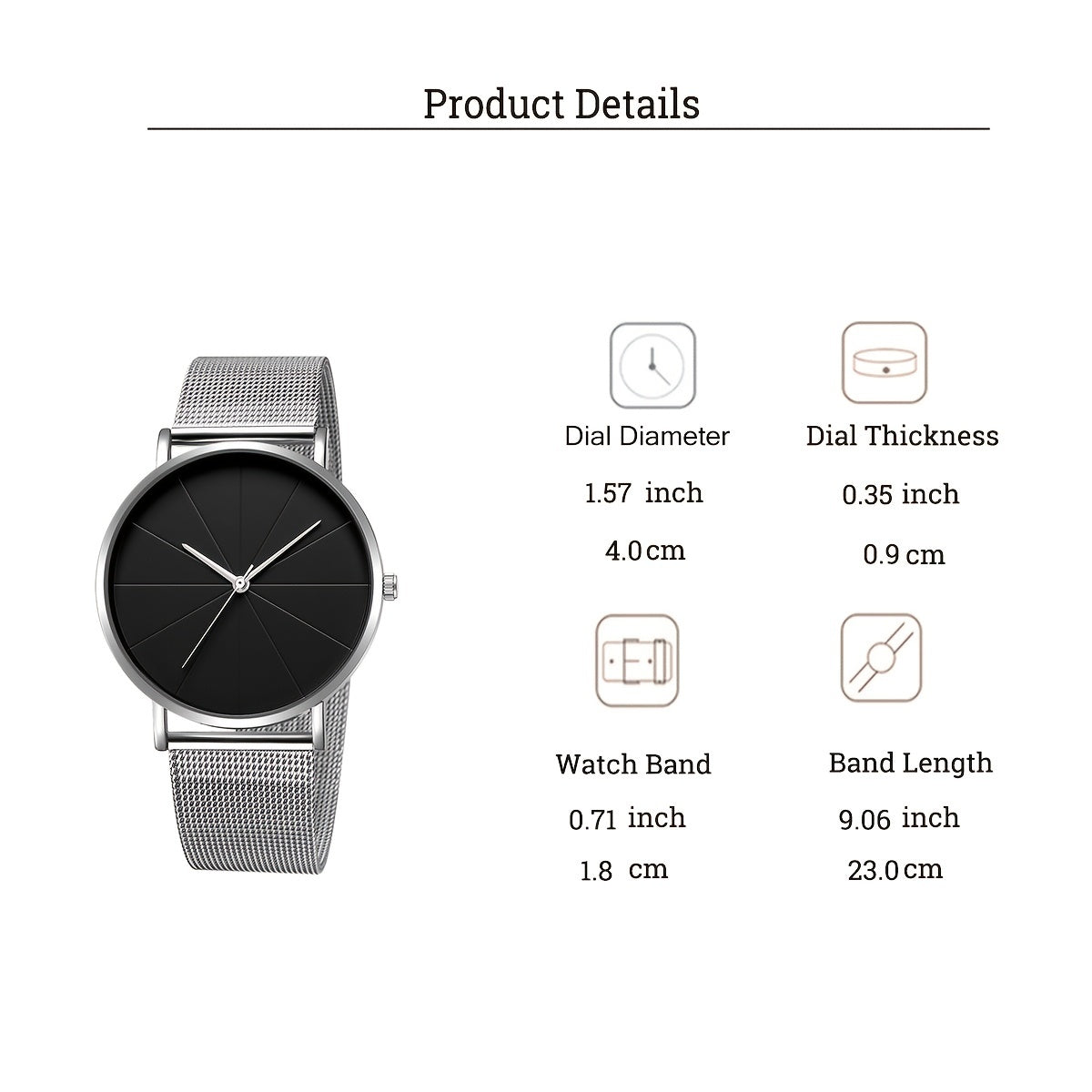 Elegant Minimalist Large Dial Watch with Rose Golden Case and Mesh Strap - Japanese Quartz Movement, Analog Display, Zinc Alloy, Screw-Back Closure for Men and Women