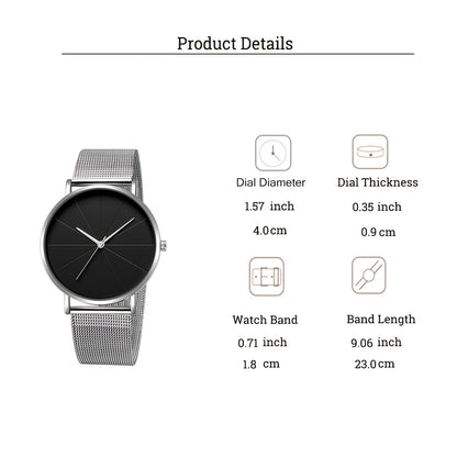 Elegant Minimalist Large Dial Watch with Rose Golden Case and Mesh Strap - Japanese Quartz Movement, Analog Display, Zinc Alloy, Screw-Back Closure for Men and Women