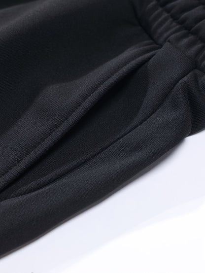 1set Men'S Casual Sports Suit, Polyester Hooded Sweatshirt and Jogger Pants Set, Solid Color, Elastic Waist, Cuffed Ankles, Knit Pullover with Pockets, Regular Fit for Outdoor Running and Jogging - Spring/Autumn Collection