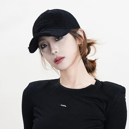 Women's Distressed Embroidered Baseball Cap - Adjustable Lightweight Sun Hat with Wide Brim for Outdoor Travel, Casual Outings & Daily Use, Machine Washable, Outdoor Headwear, Trendy Baseball Cap, Rustic Appeal, Summer Access
