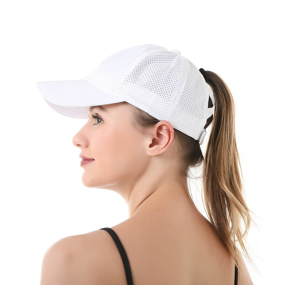 1x Summer Ponytail Baseball Cap, Women's Sports Hat Camping Hat Hiking Hat Christmas Gift