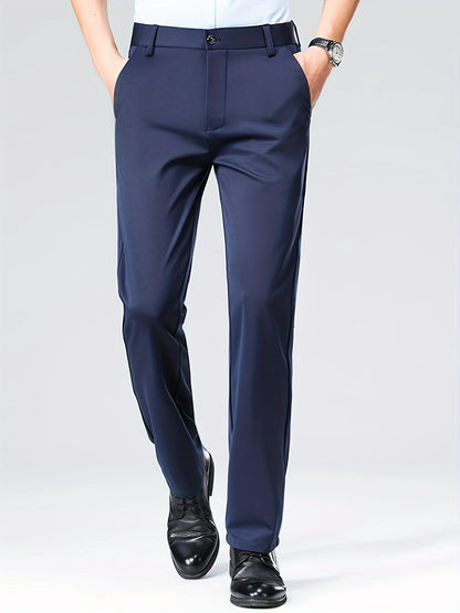 Men's Casual Straight Leg Pants, Chic Business Style Versatile Trousers for Daily Wear