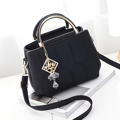 Women's Elegant Quilted Crossbody Shoulder Bag - Adjustable Strap & Golden-Tone Hardware, Dark Green & Golden-Tone Handbag with Zipper Closure, Versatile for Casual & Formal Occasions, Everyday Accessory, Chic Accessory, Refi