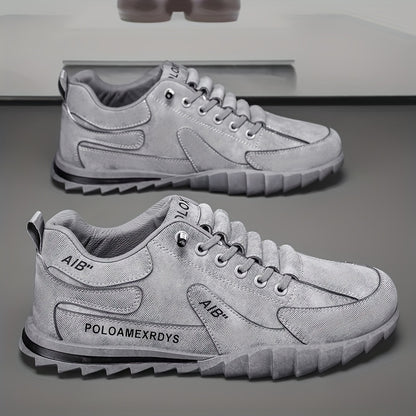 Men's Slip-On/Lace-Up Casual Shoes - All-Season Non-Slip Cushioned PVC Sole, Low-Top Athletic Sneakers Grey/ for Gym, Office, Everyday - Durable Canvas Upper & Non-Slip Grip Outsole, Grip Enhancing Footwear, Comfortable Lined