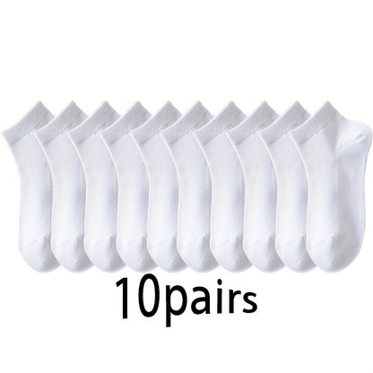 Black and White 10/30 Pairs of Socks - WQ - Unisex Simple Solid Color Versatile Short Socks for Spring and Summer