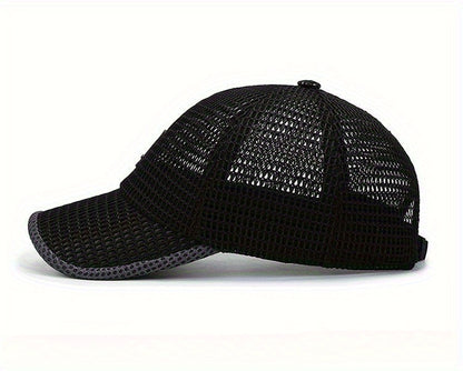 2pcs Unisex Quick-Dry Breathable Mesh Baseball Caps - Adjustable Lightweight Summer Sun Hats with Geometric Textured Design for Outdoor Sports, Football Games & Casual Streetwear (Black & Gray), Game Day Accessories, Durable