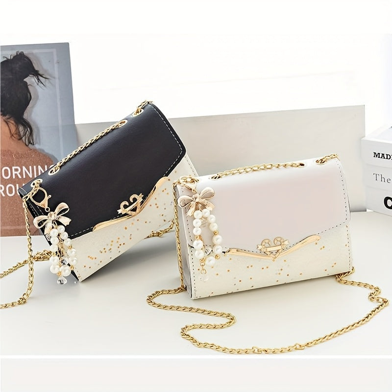 This bag is available in khaki, beige, black, and blue colors. A stylish bohemian beige PU crossbody bag with tassel charm - urban-style flap shoulder bag featuring a metal chain strap, lightweight and portable, ideal for sho
