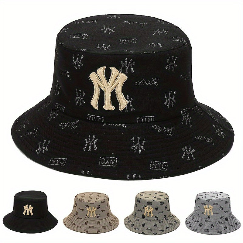 1pc Unisex Trendy Bucket Hat With Letters Pattern, Sun Protection Casual Hat, Suitable For Daily Wear And Vocation